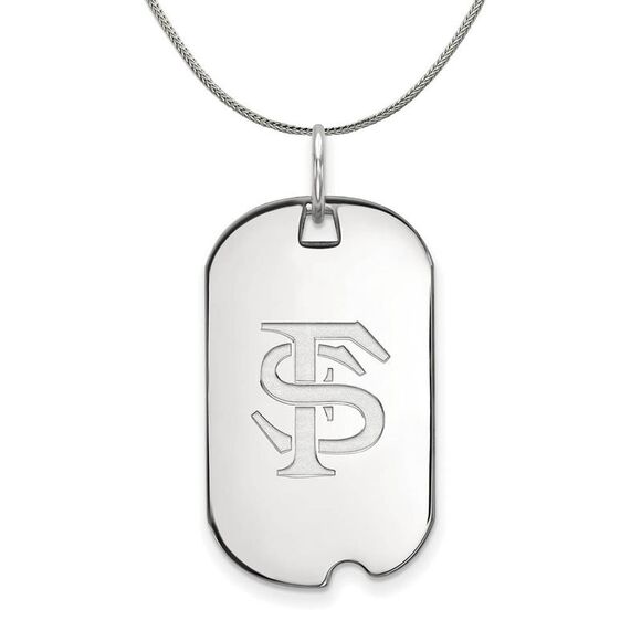 Sterling Silver Florida State Dog Tag Pendant Necklace - 24 Inch